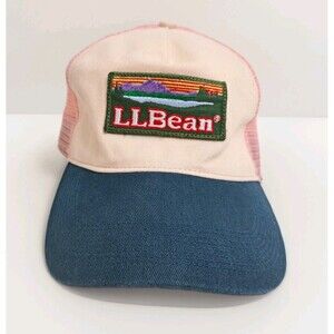 LL Bean Trucker Hat Cap Snapback Adjustable Women's Pink Mesh Logo